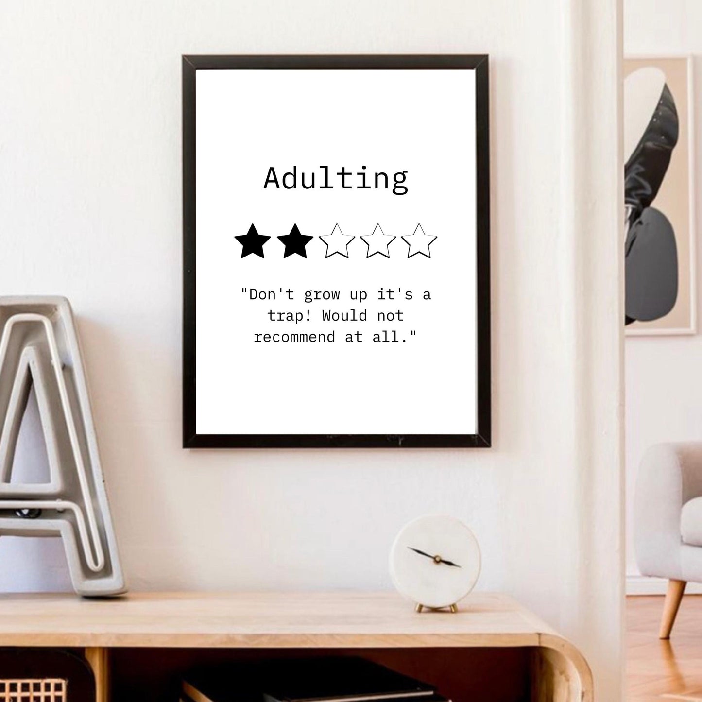 Adulting 2-Star Review Print