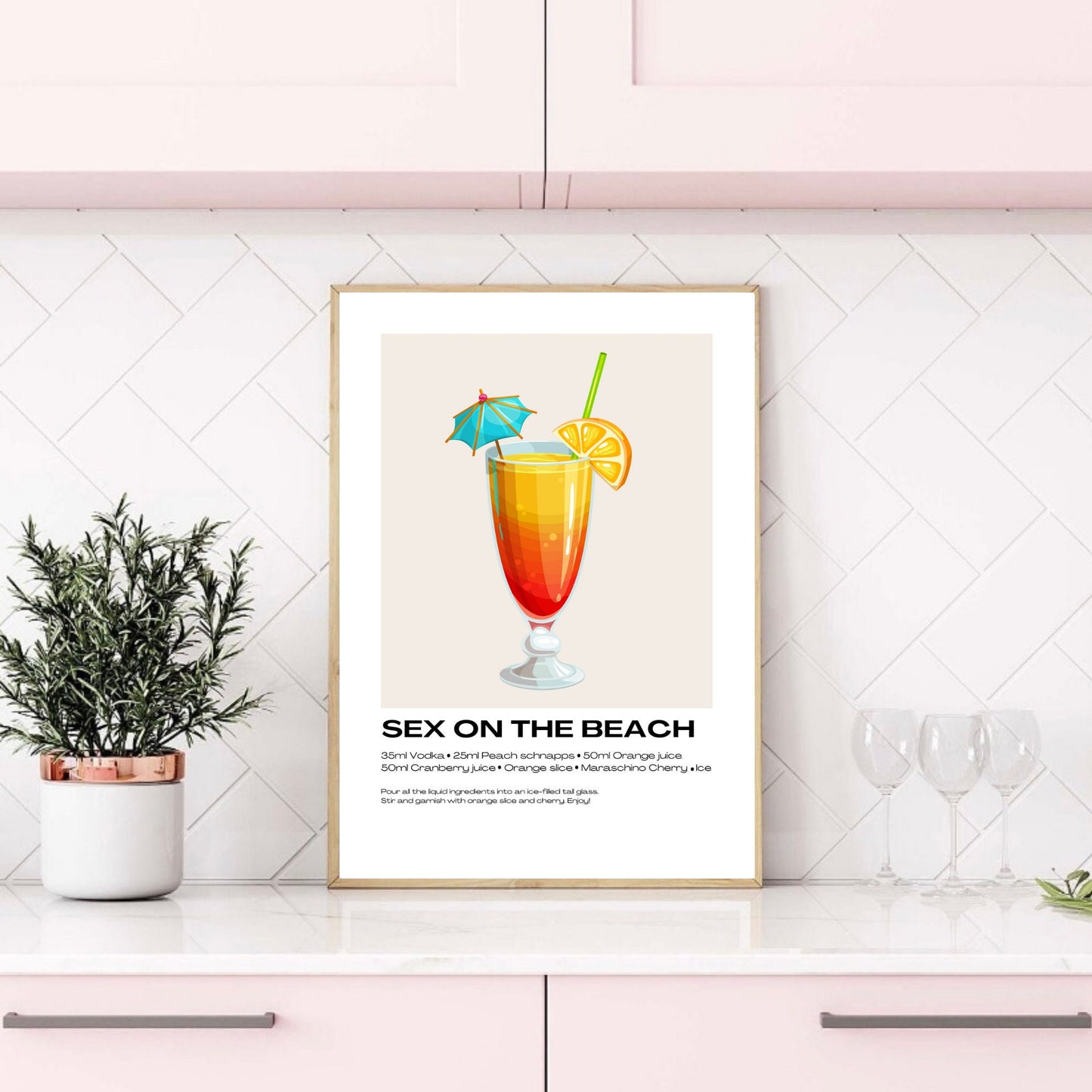 Sex on the Beach Cocktail Print