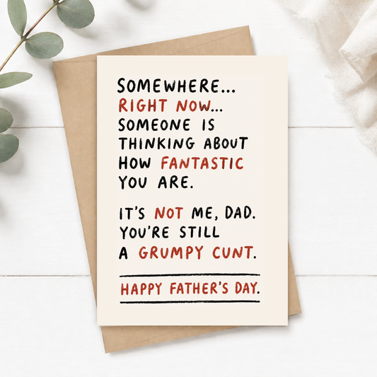 Funny Father's Day Card, Offensive Humour Card, A5 Greeting Card