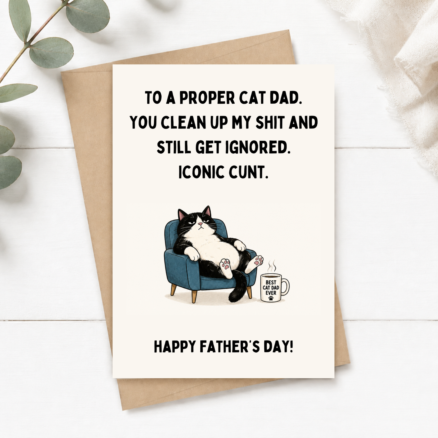 Cat Dad Father's Day Card, Iconic C*nt, A5 Greeting Card