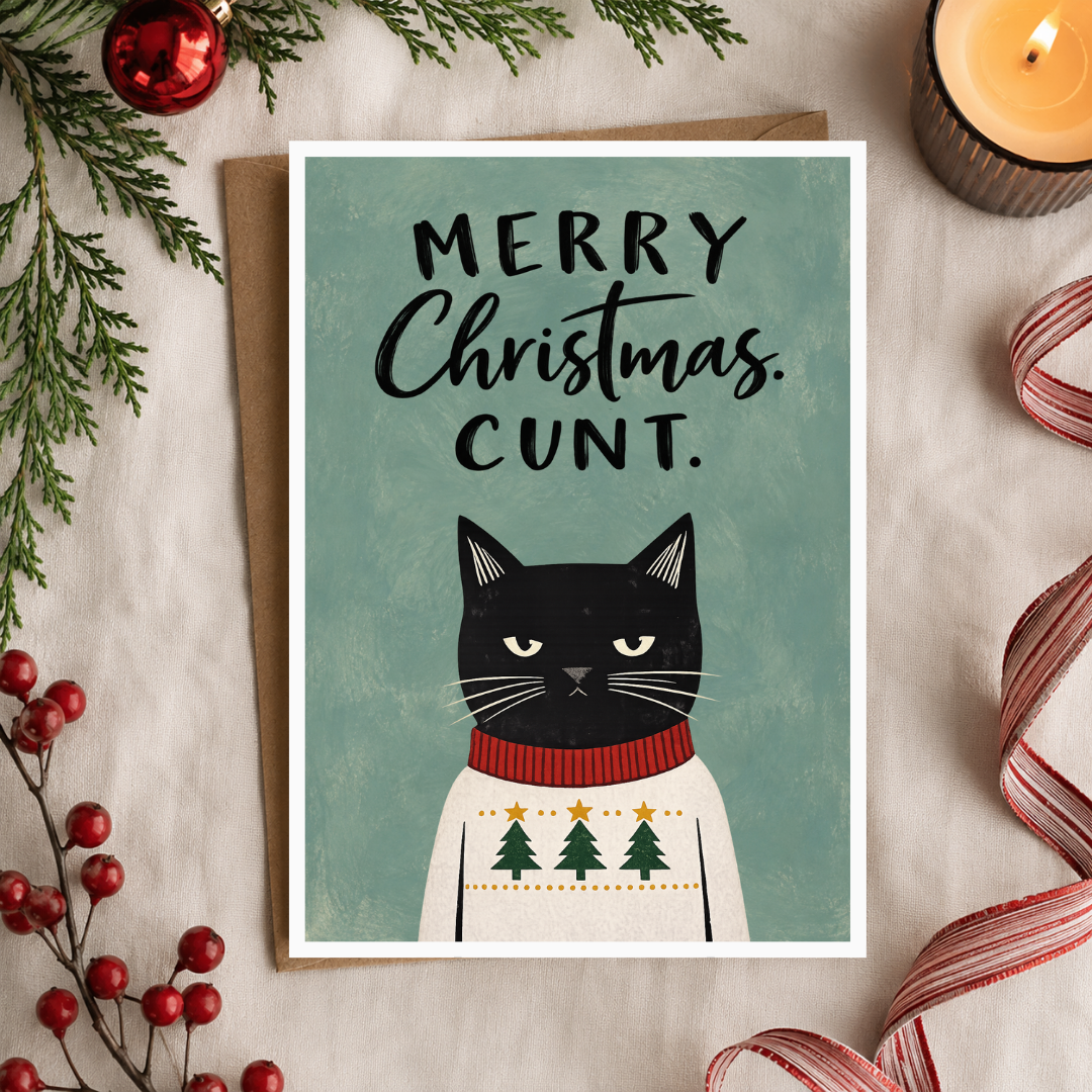 Funny Christmas Card, Merry Christmas C*nt, A5 Festive Greeting Card