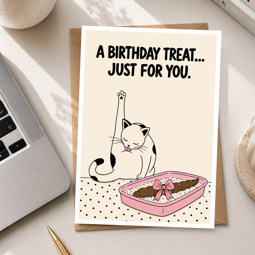 Funny Birthday Card, A Birthday Treat Just For You, A5 Greeting Card