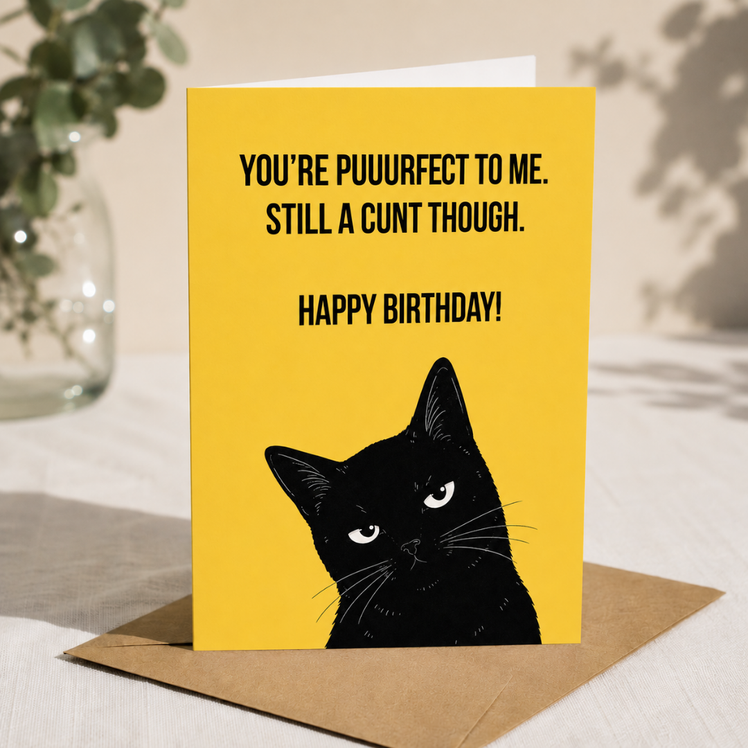 Funny Cat Birthday Card, You're Puuurfect To Me, A5 Greeting Card
