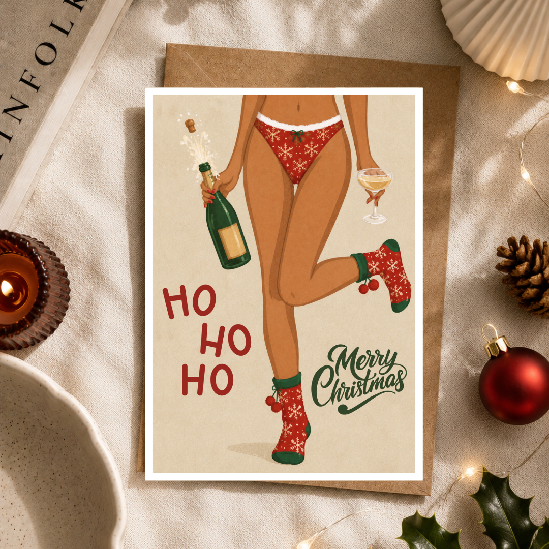 Funny Christmas Card, Ho Ho Ho, A5 Christmas Greeting Card