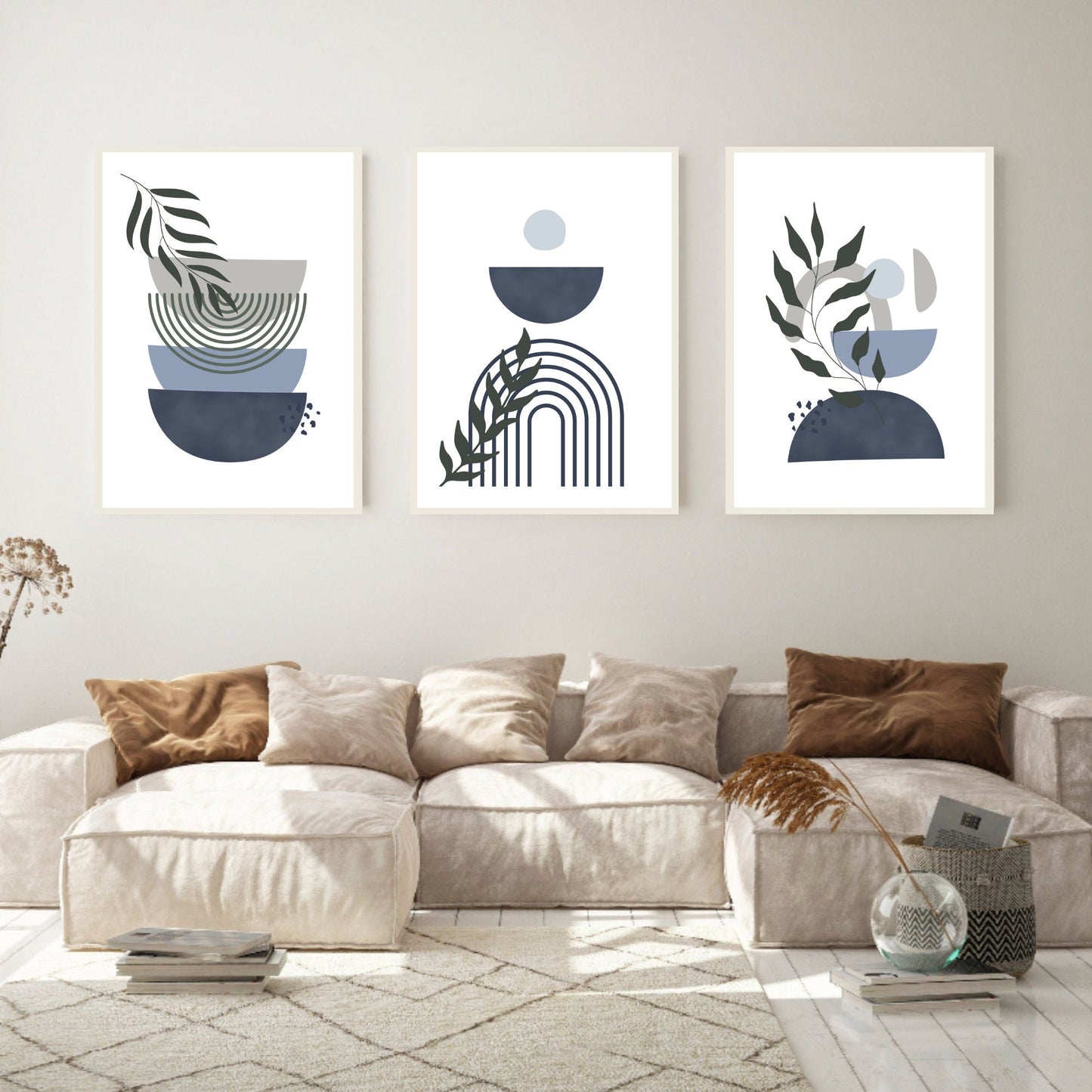 Set of 3 Midnight Balance Abstract Prints