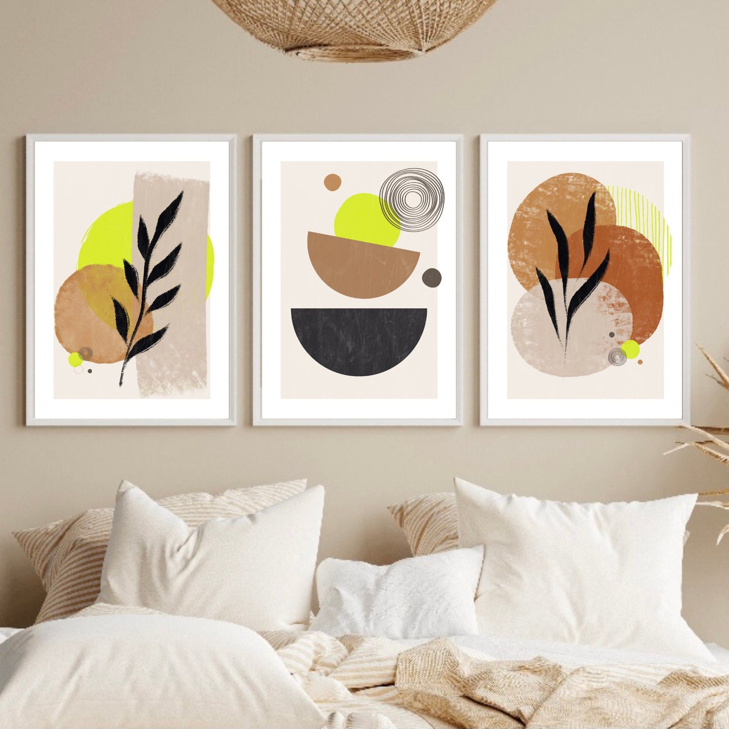 Set of 3 Abstract Geometric Wall Art Prints