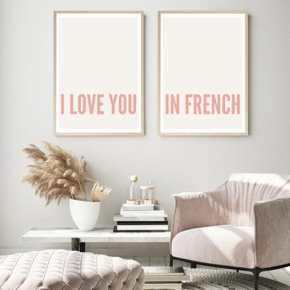 Set of 2 I Love You in French Prints