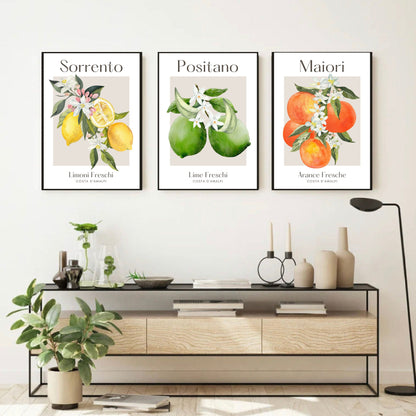 Set of 3 Italian Citrus Fruit Prints