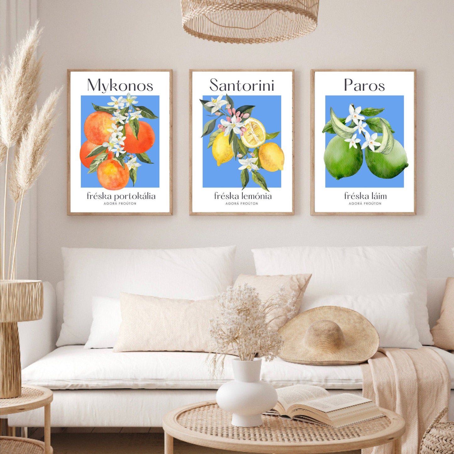 Set of 3 Greek Islands Citrus Fruit Prints