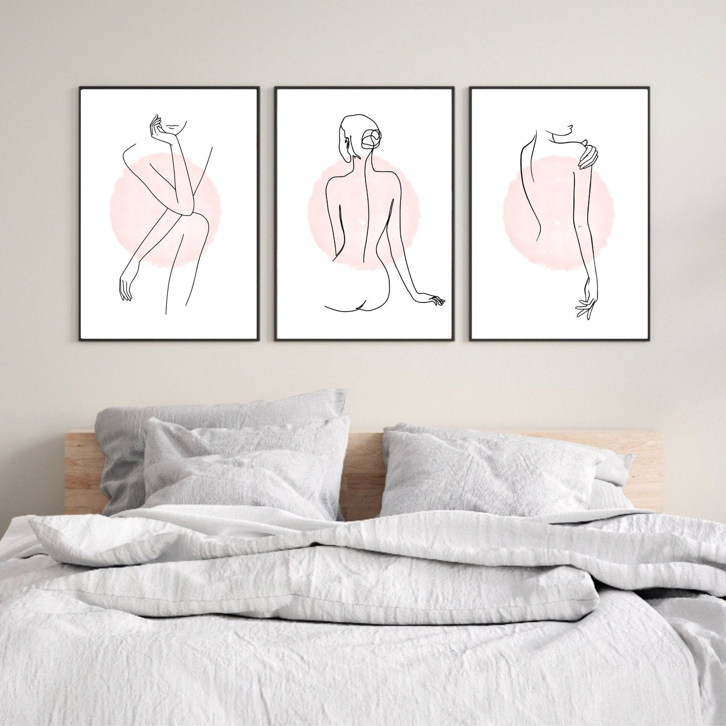 Set of 3 Blush Feminine Line Art Prints