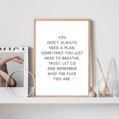 You Don't Always Need A Plan Print
