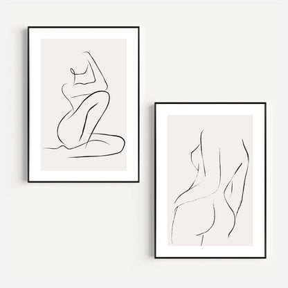 Set Of 2 Woman Line Art Prints