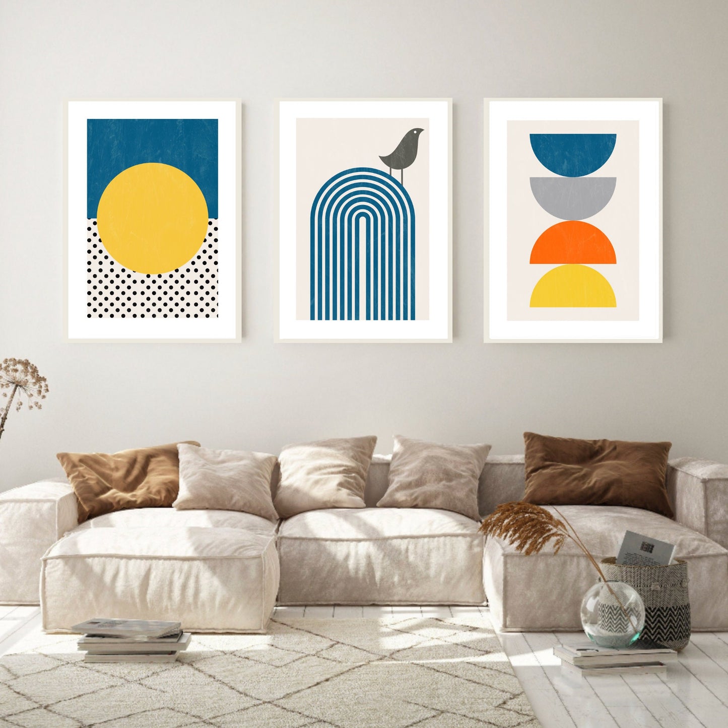 Set of 3 Modern Abstract Geometric Prints