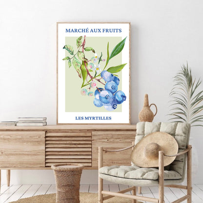 French Fruit Market Blueberry Print