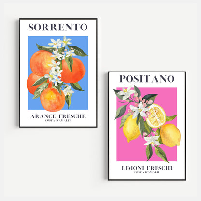 Set Of 2 Italian Citrus Fruit Prints