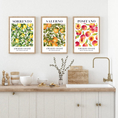 Set of 3 Amalfi Coast Fruit Art Prints