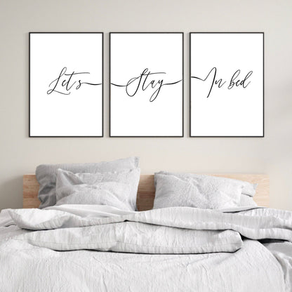 Set of 3 Lets Stay In Bed Prints