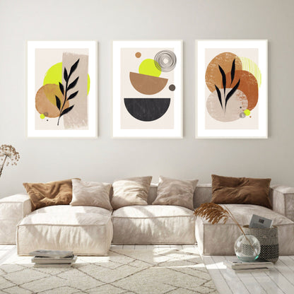 Set of 3 Abstract Geometric Wall Art Prints