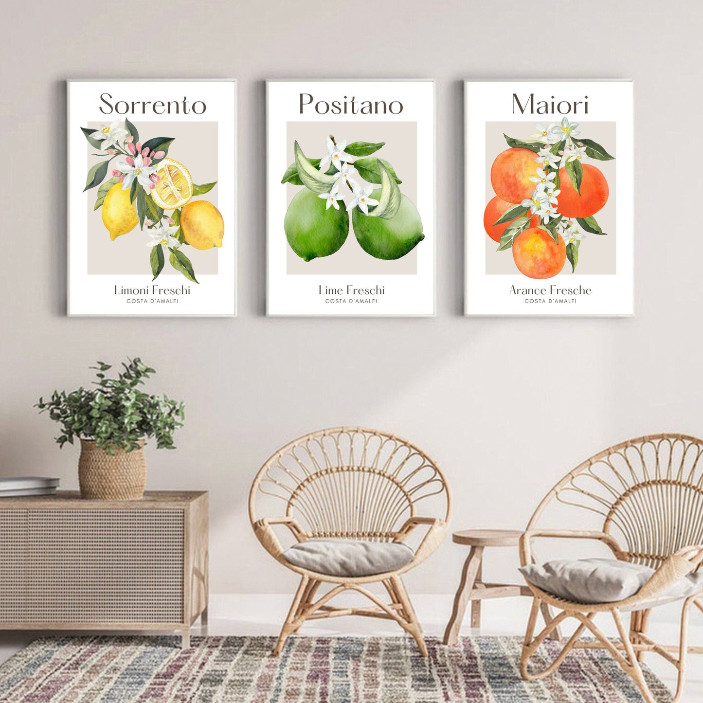 Set of 3 Italian Citrus Fruit Prints