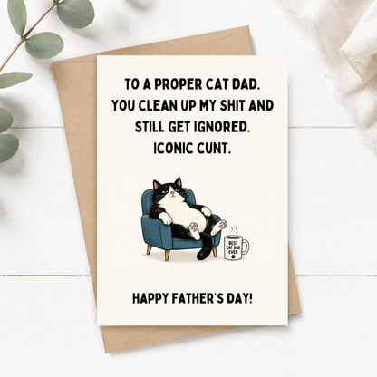 Cat Dad Father's Day Card, Iconic C*nt, A5 Greeting Card