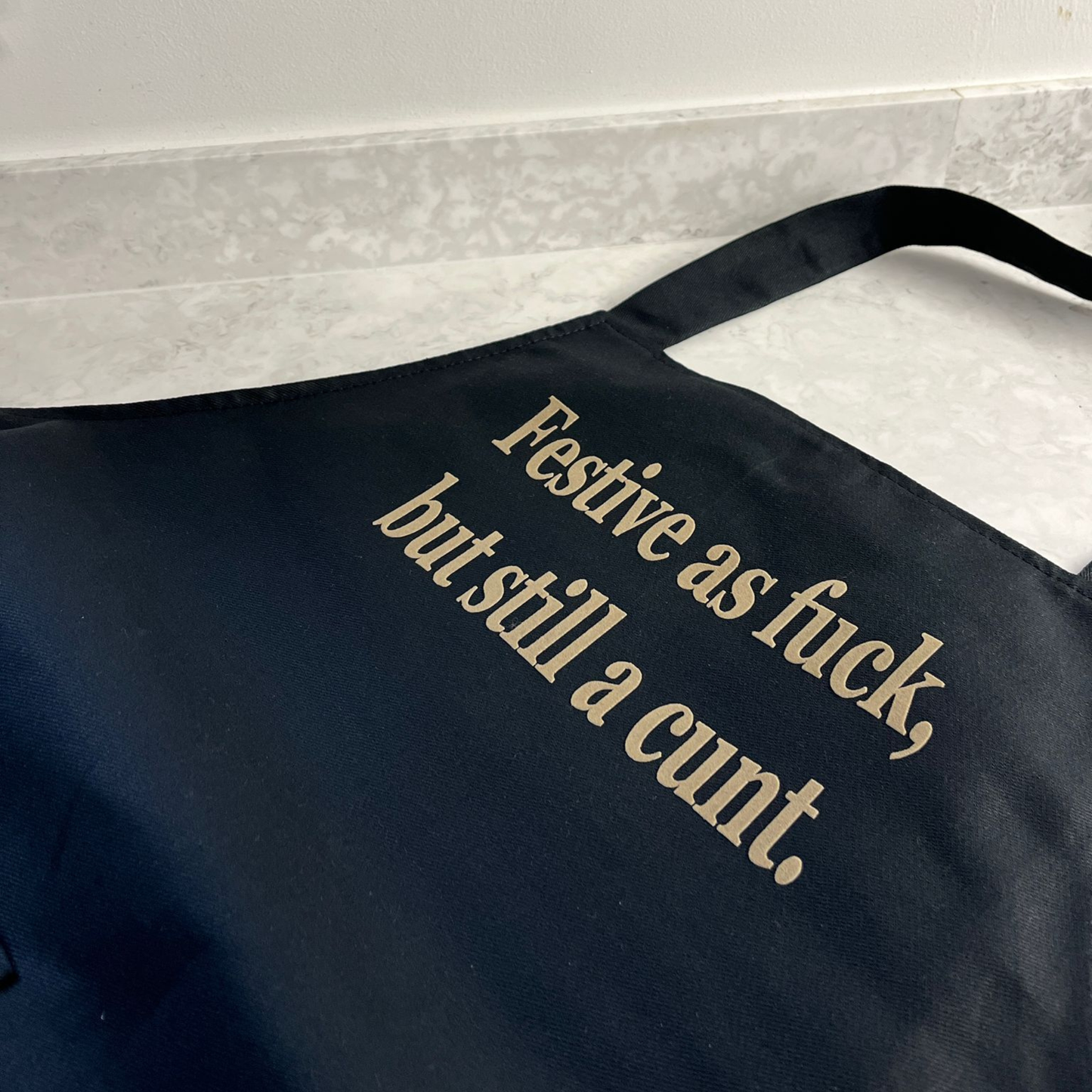 Handmade Black Cotton Apron, Festive As F*ck Quote