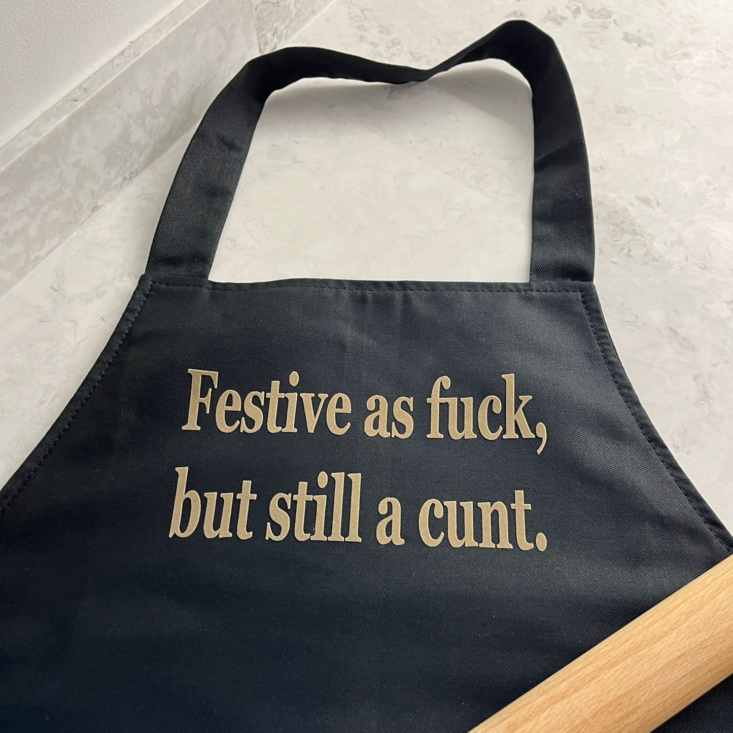 Handmade Black Cotton Apron, Festive As F*ck Quote