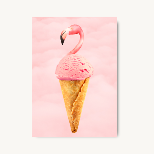 Pink Flamingo Ice Cream Print