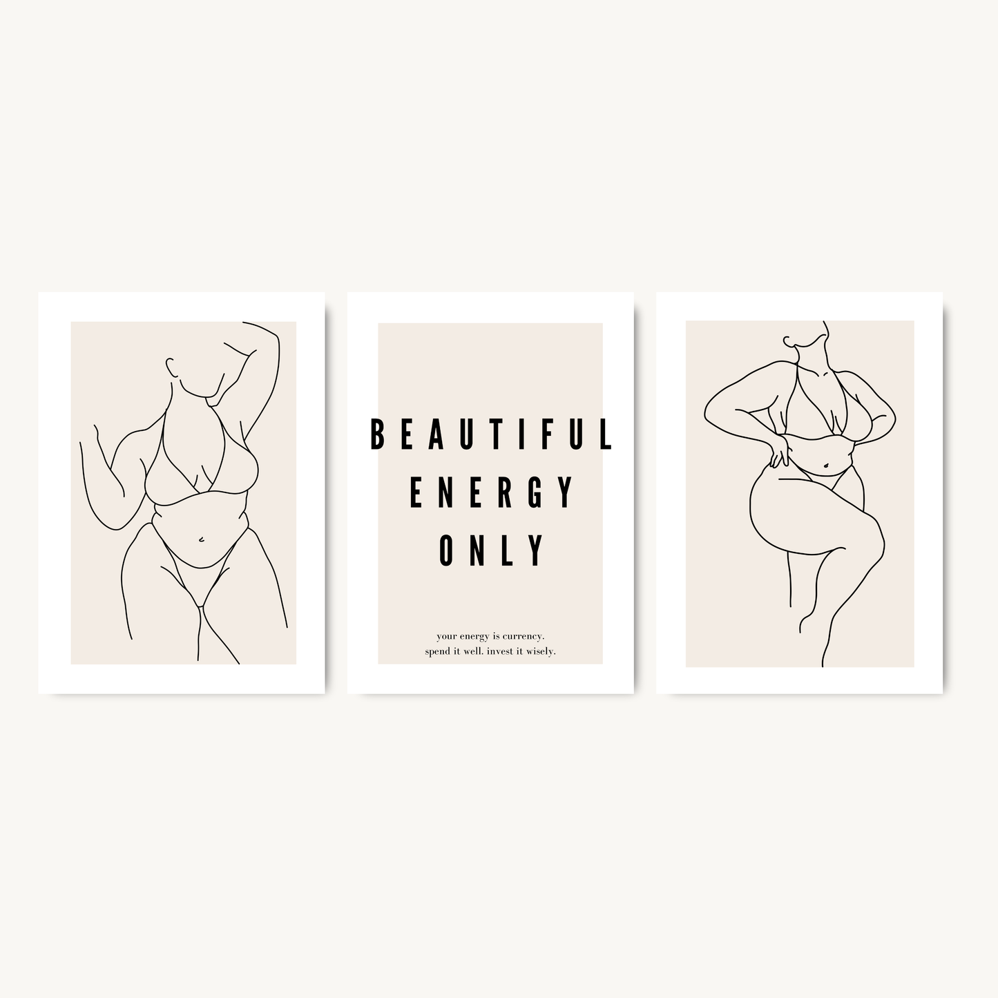 Set of 3 Beautiful Energy Only Print