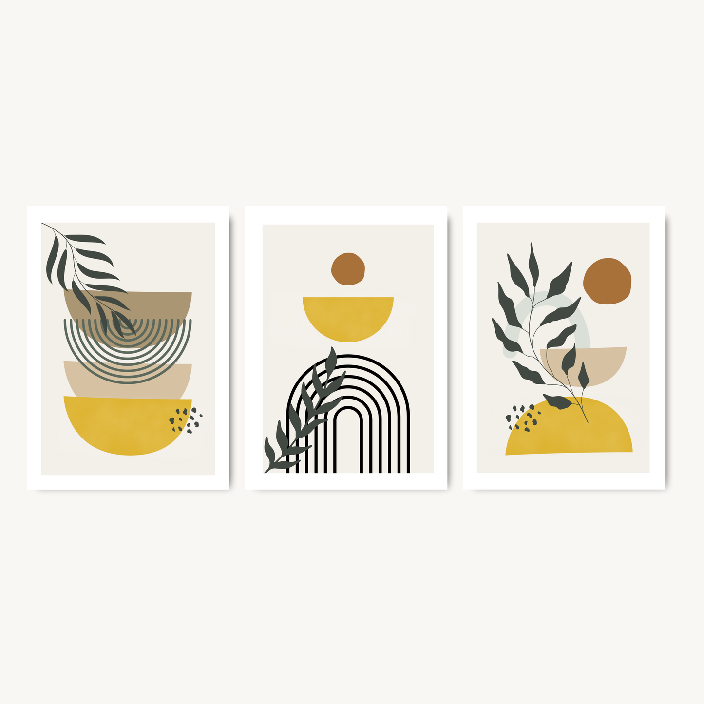 Set of 3 Modern Abstract Botanical Prints