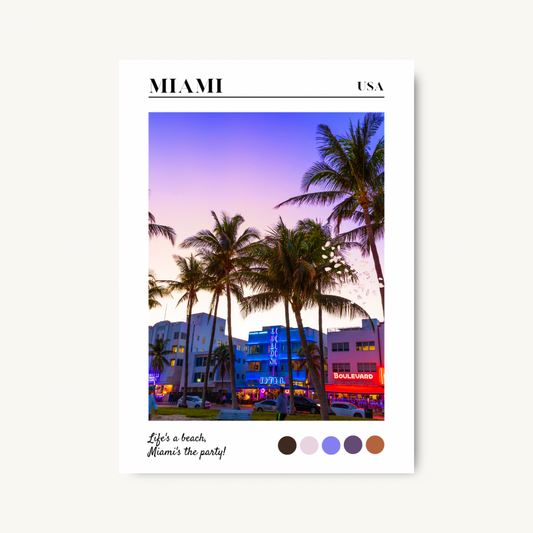Miami Beach Sunset Travel Print