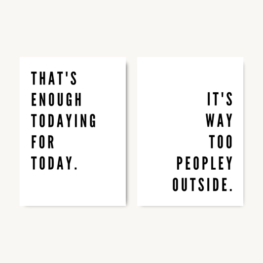 Introvert Mood Set, Minimalist Quote Prints (Set of 2)