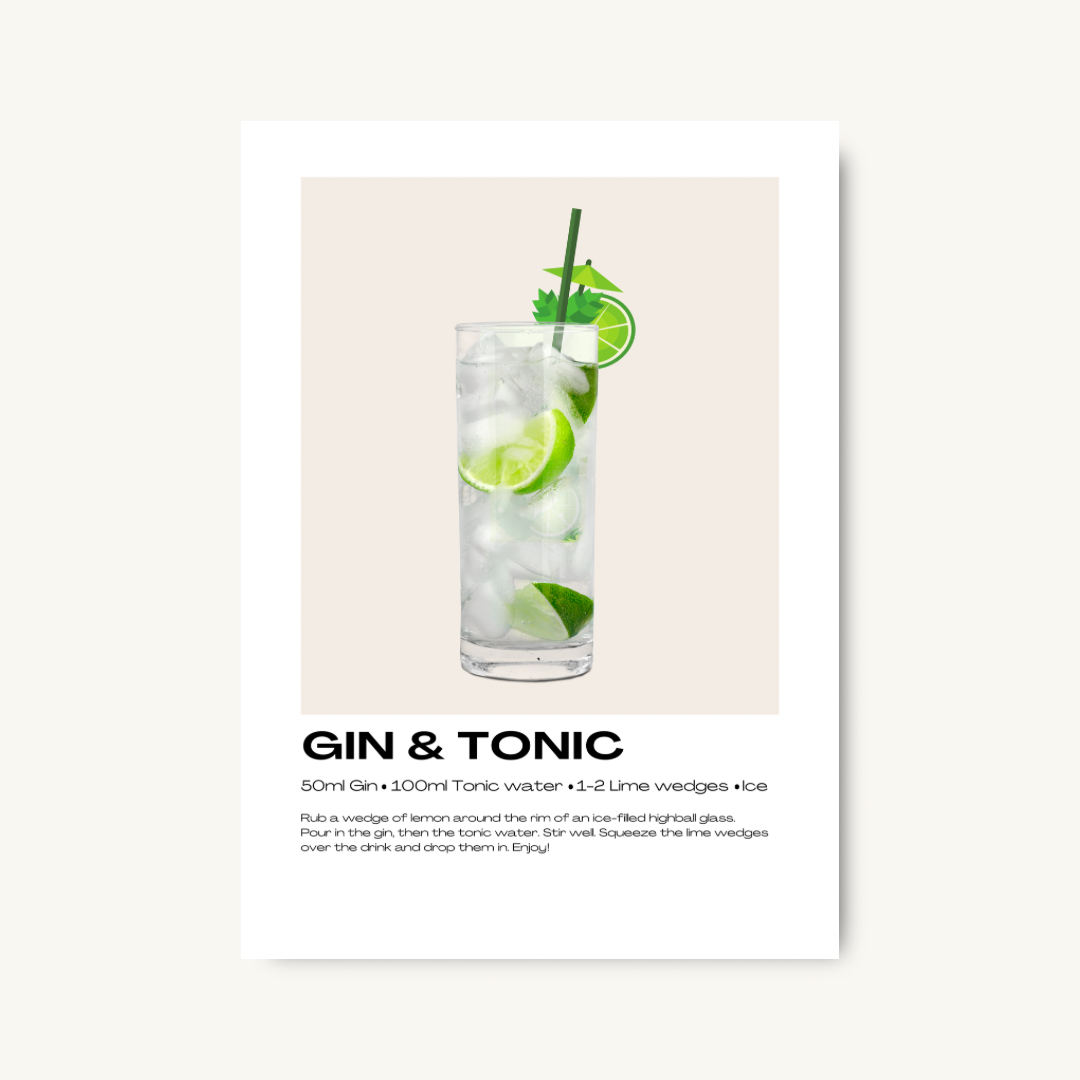 Gin & Tonic Cocktail Print