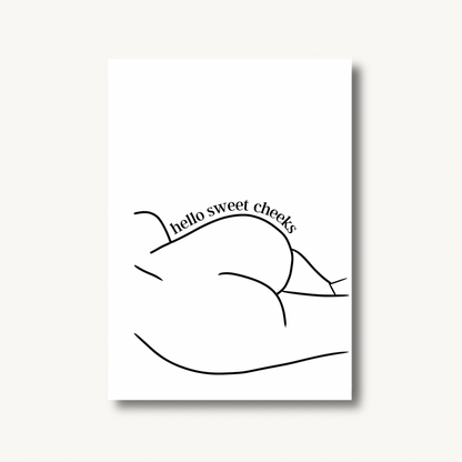Hello Sweet Cheeks Line Art Print