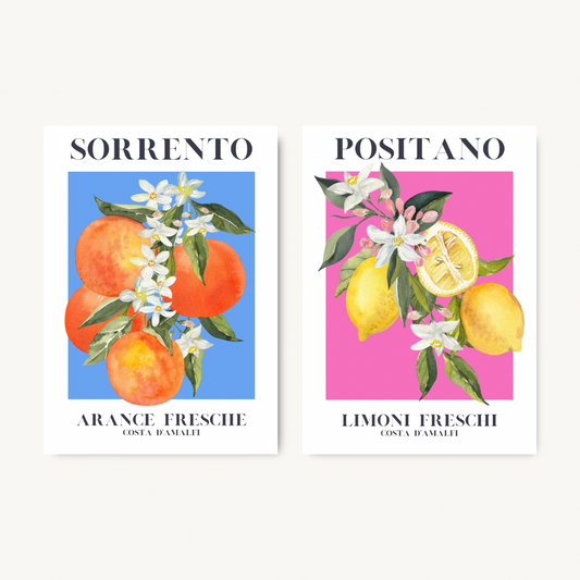 Set Of 2 Italian Citrus Fruit Prints