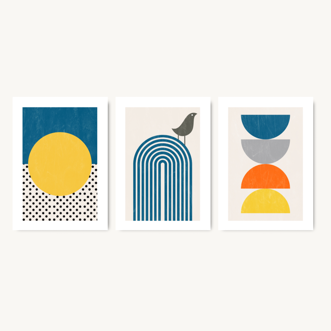 Set of 3 Modern Abstract Geometric Prints