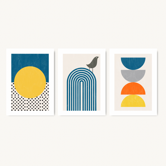 Set of 3 Modern Abstract Geometric Prints