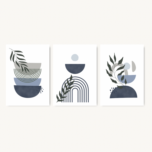 Set of 3 Midnight Balance Abstract Prints