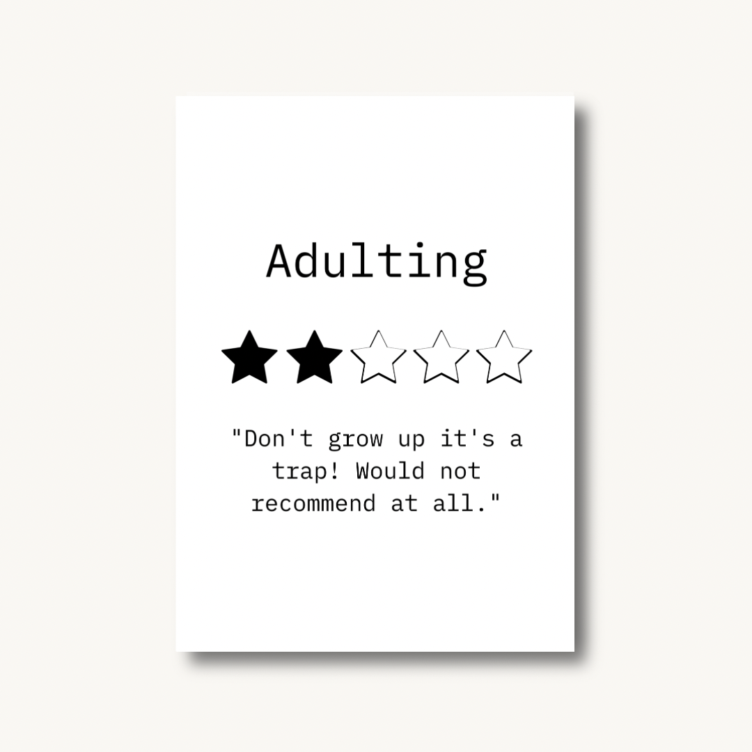 Adulting 2-Star Review Print