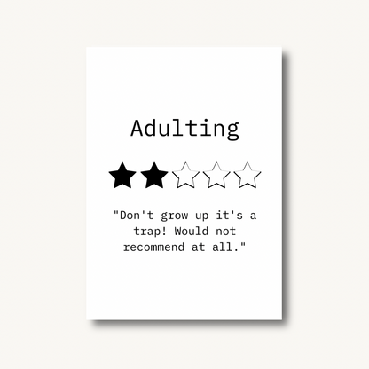 Adulting 2-Star Review Print