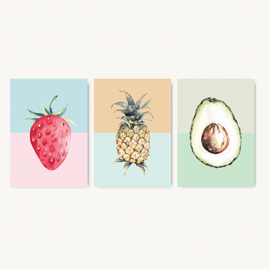 Set Of 3 Fruit Art Prints