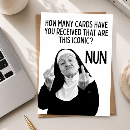 Funny Nun Birthday Card, Rude Adult Humour Greeting Card A5