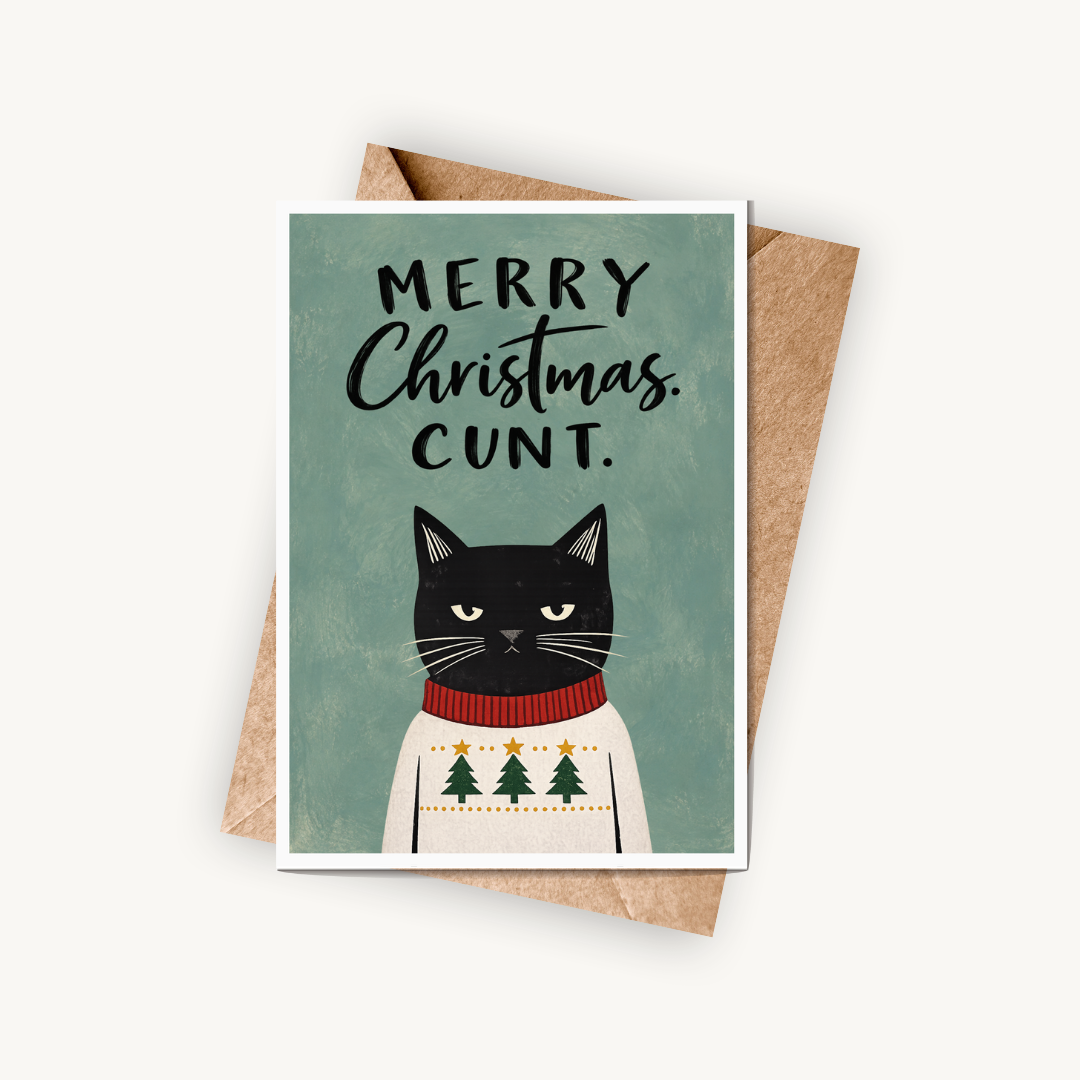 Funny Christmas Card, Merry Christmas C*nt, A5 Festive Greeting Card