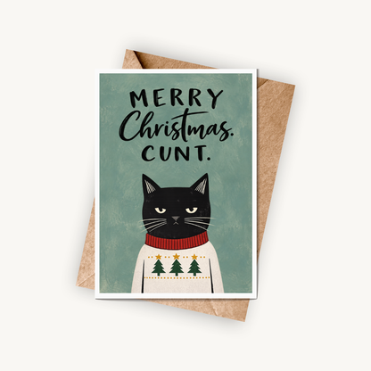Funny Christmas Card, Merry Christmas C*nt, A5 Festive Greeting Card