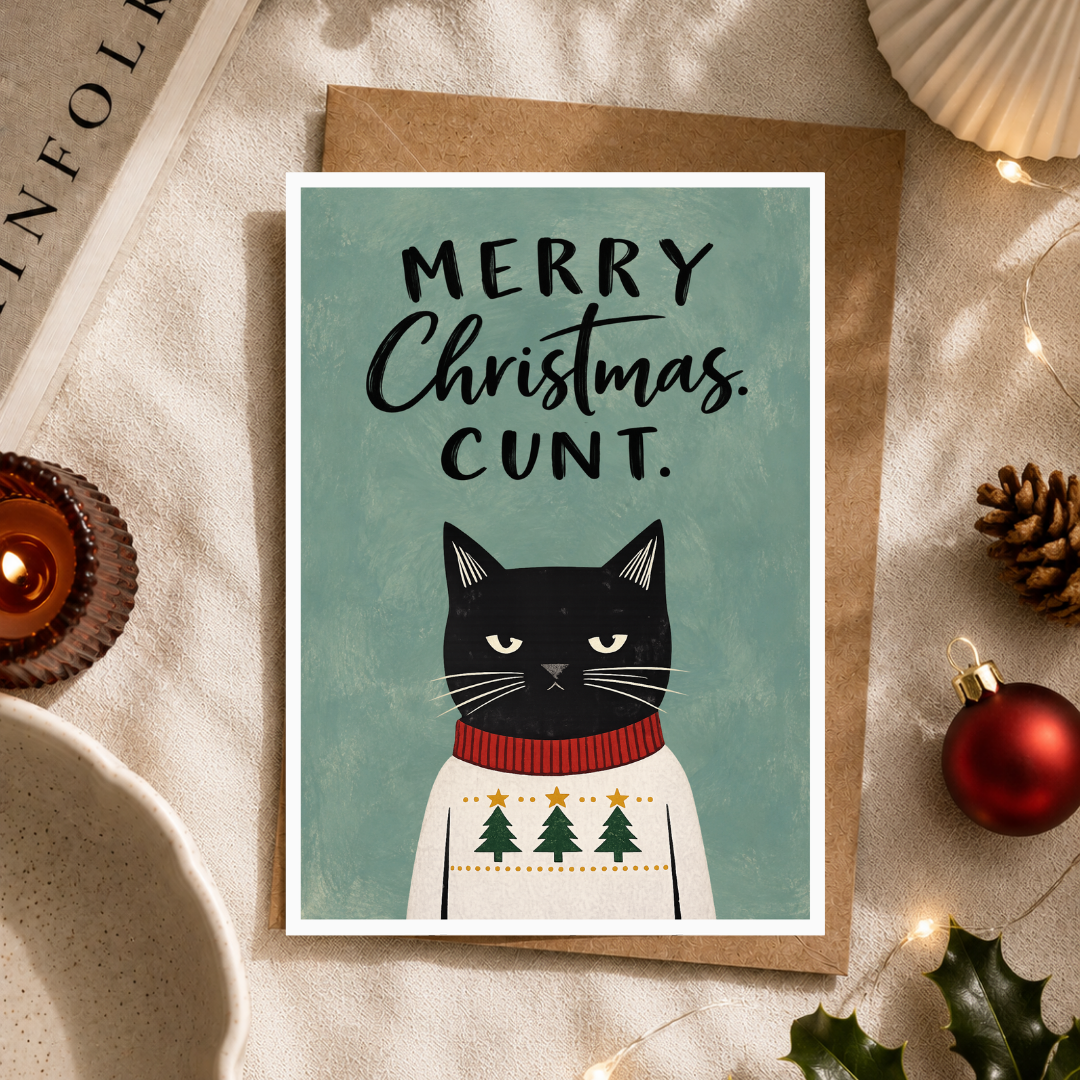 Funny Christmas Card, Merry Christmas C*nt, A5 Festive Greeting Card