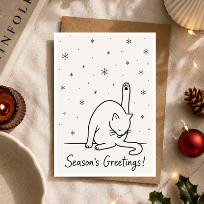 Funny Cat Christmas Card, Season's Greetings, A5 Festive Greeting Card