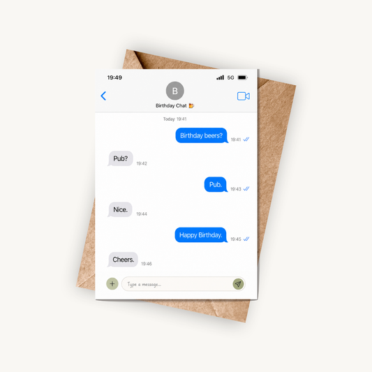 Funny Birthday Card for Him, Birthday Chat, A5 Greeting Card