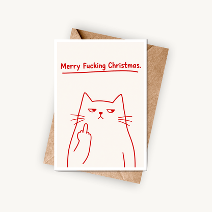 Funny Cat Christmas Card, A5 Festive Greeting Card
