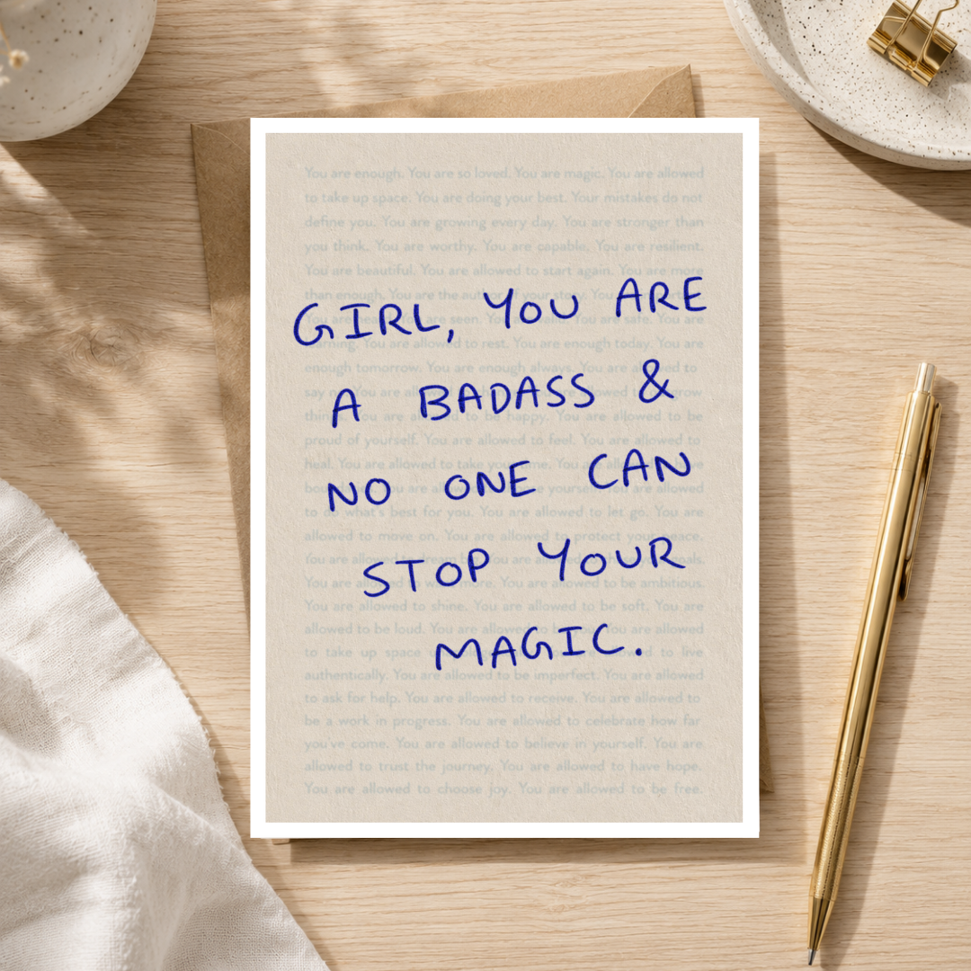 Encouragement Card, Girl You Are A Badass, A5 Greeting Card