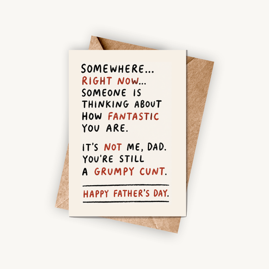 Funny Father's Day Card, Offensive Humour Card, A5 Greeting Card