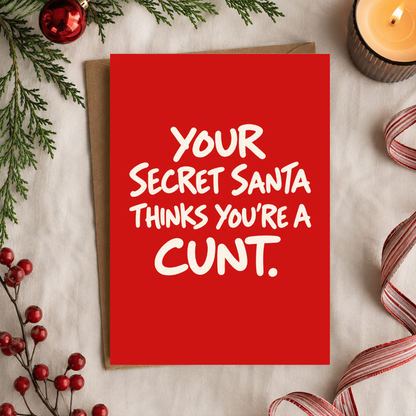 Funny Christmas Card, Secret Santa Thinks You're A C*nt, A5 Greeting Card